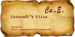 Csincsák Eliza névjegykártya